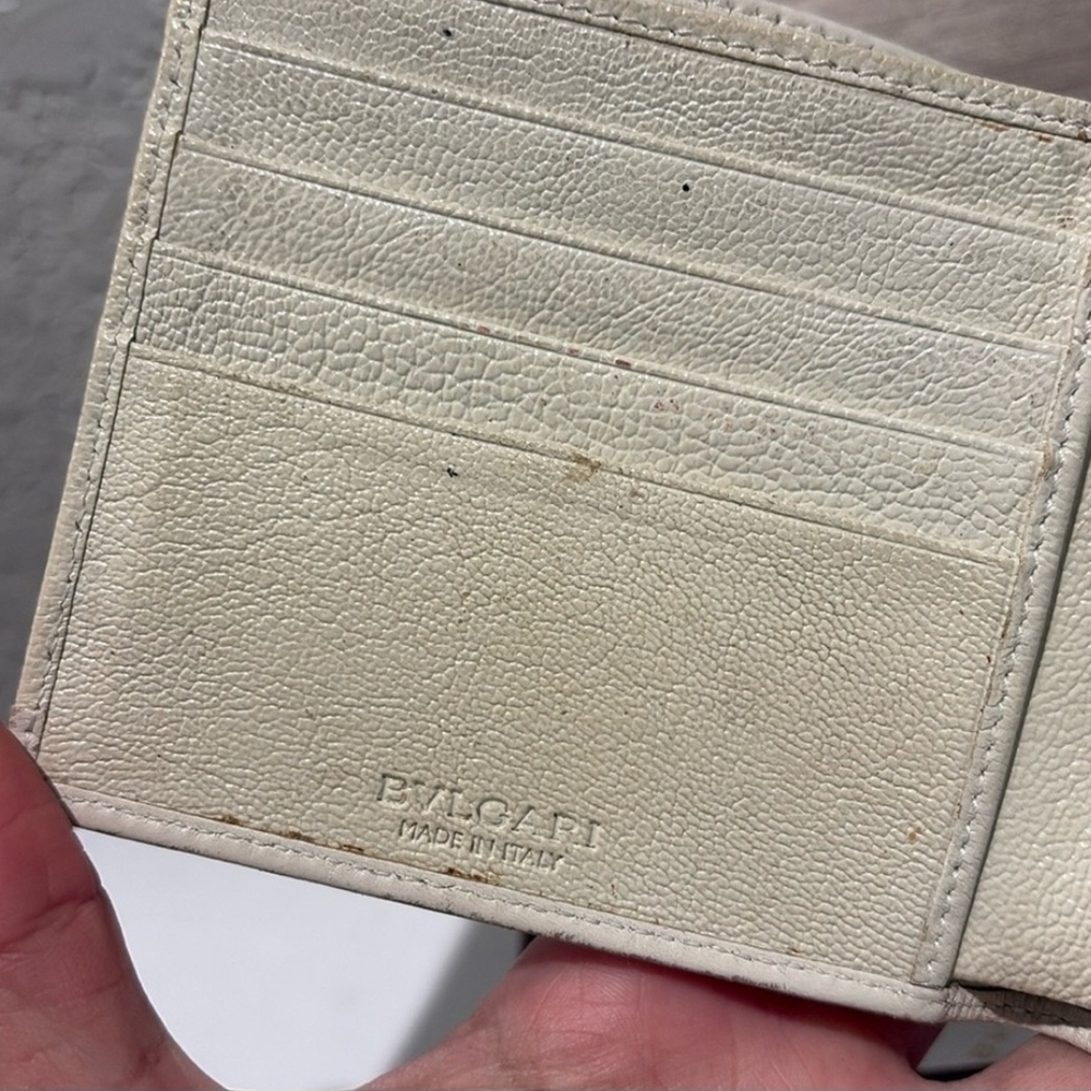 Bulgari Cream Leather Men's Wallet - Picture 6 of 13